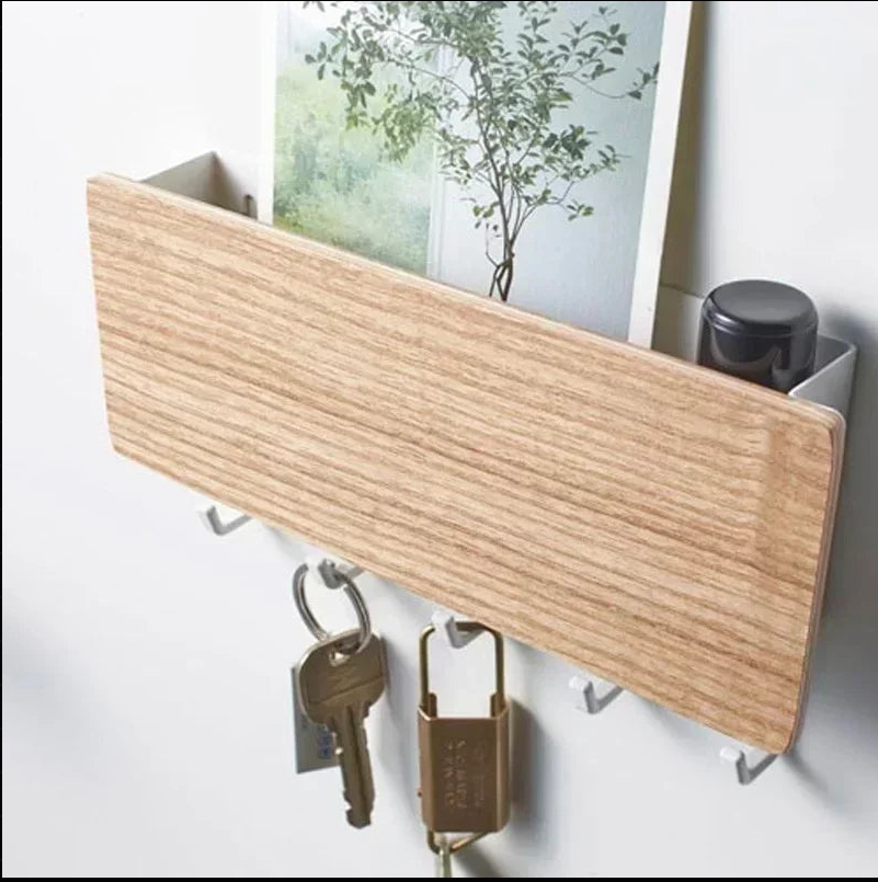 Organizador de parede decorativo de madeira inovador, caixa organizadora para diversos objetos