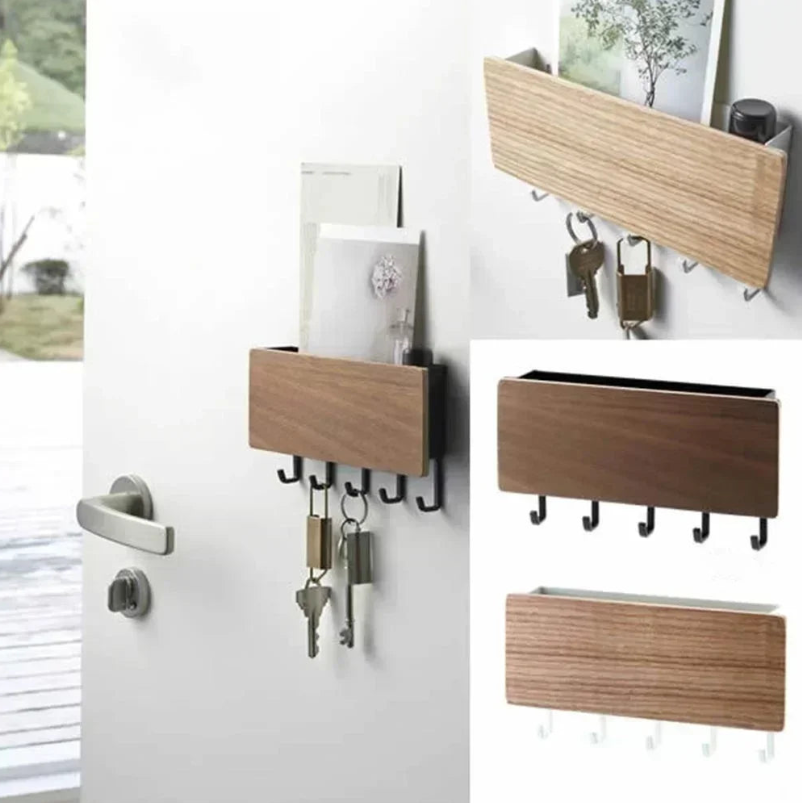 Organizador de parede decorativo de madeira inovador, caixa organizadora para diversos objetos