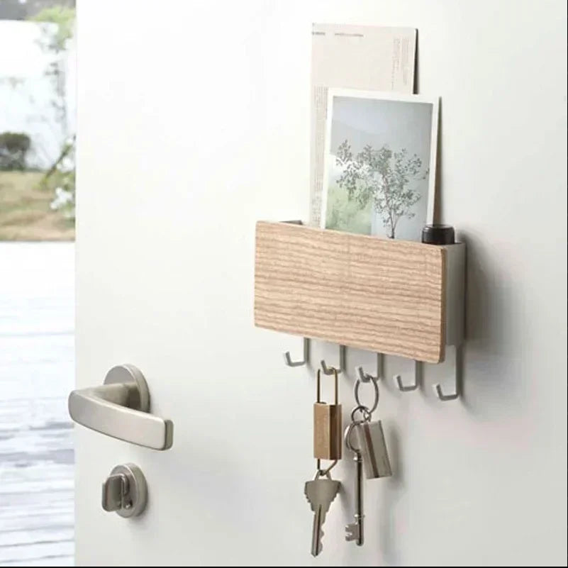 Organizador de parede decorativo de madeira inovador, caixa organizadora para diversos objetos